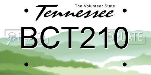 BCT210 Tennessee License Plate