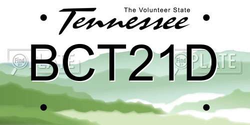 BCT21D Tennessee License Plate