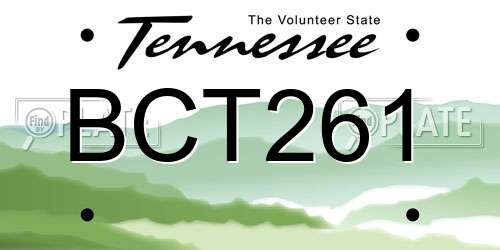 BCT261 Tennessee License Plate