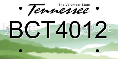 BCT4012 Tennessee License Plate