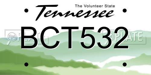 BCT532 Tennessee License Plate