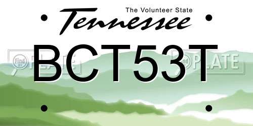 BCT53T Tennessee License Plate