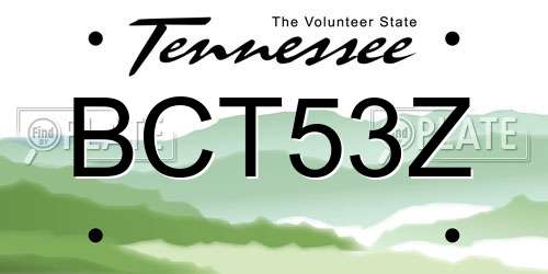 BCT53Z Tennessee License Plate
