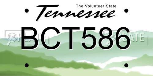 BCT586 Tennessee License Plate