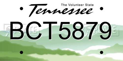 BCT5879 Tennessee License Plate