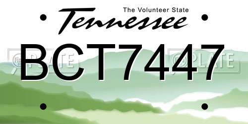 BCT7447 Tennessee License Plate
