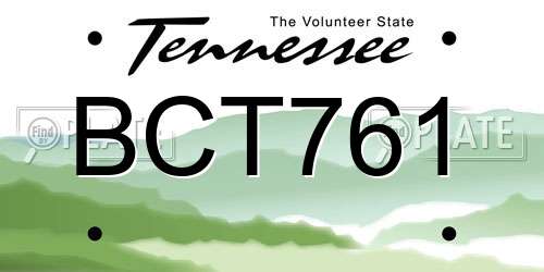 BCT761 Tennessee License Plate