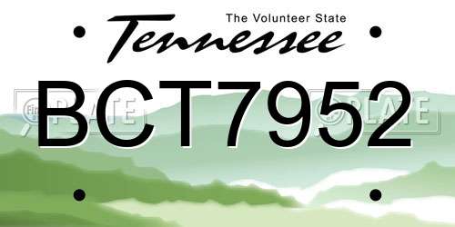BCT7952 Tennessee License Plate