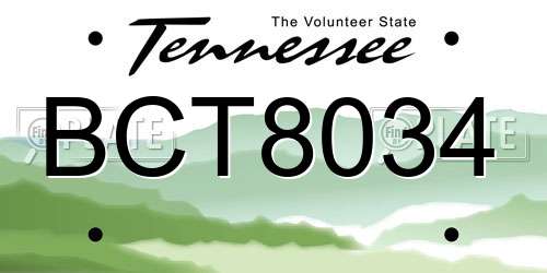 BCT8034 Tennessee License Plate