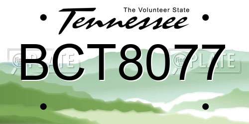 BCT8077 Tennessee License Plate