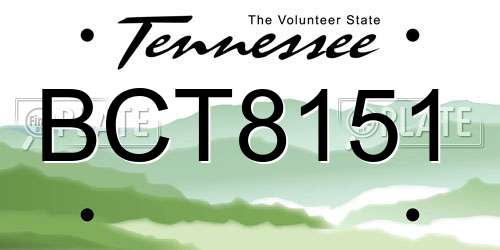 BCT8151 Tennessee License Plate