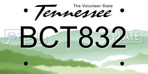 BCT832 Tennessee License Plate