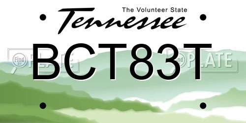 BCT83T Tennessee License Plate