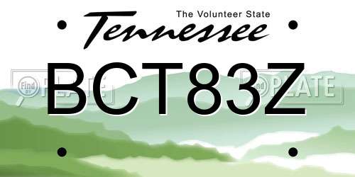 BCT83Z Tennessee License Plate