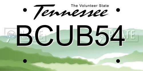 BCUB54 Tennessee License Plate