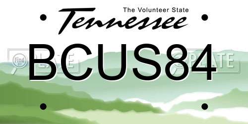 BCUS84 Tennessee License Plate