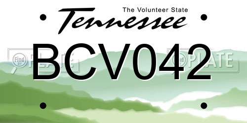 BCV042 Tennessee License Plate