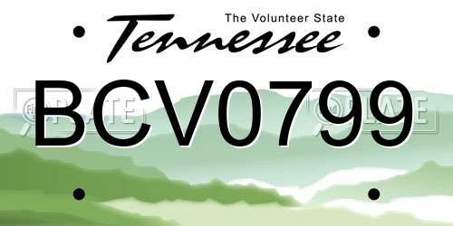 BCV0799 Tennessee License Plate