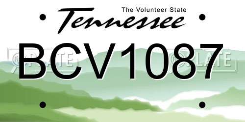 BCV1087 Tennessee License Plate