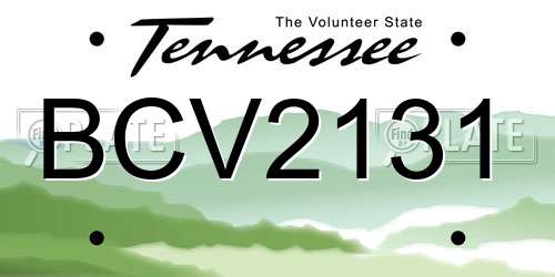 BCV2131 Tennessee License Plate