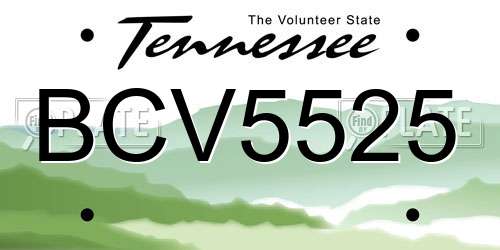 BCV5525 Tennessee License Plate