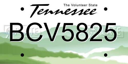 BCV5825 Tennessee License Plate