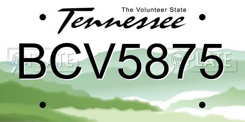 BCV5875 Tennessee License Plate