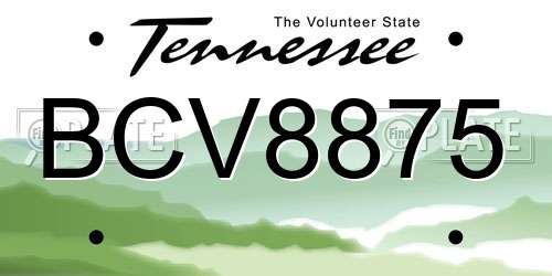 BCV8875 Tennessee License Plate