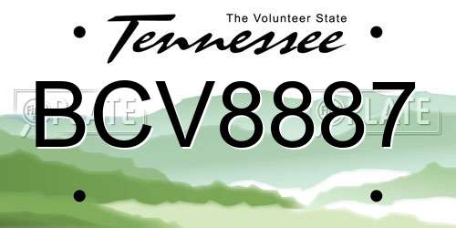 BCV8887 Tennessee License Plate
