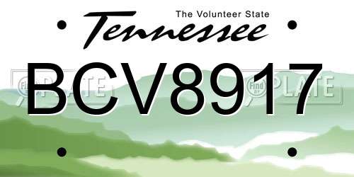 BCV8917 Tennessee License Plate