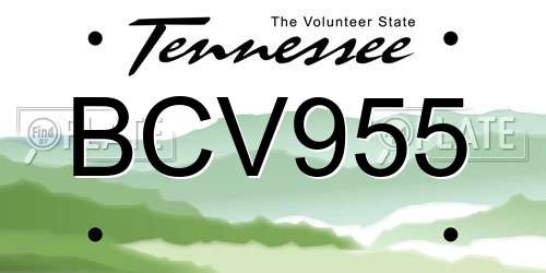 BCV955 Tennessee License Plate