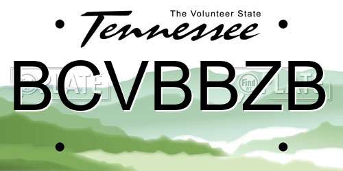 BCVBBZB Tennessee License Plate