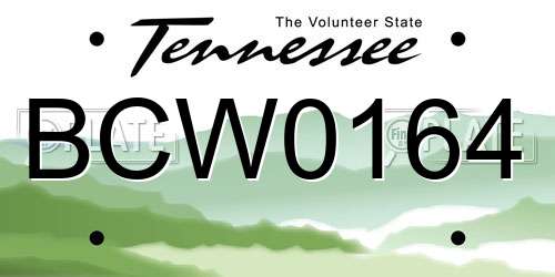 BCW0164 Tennessee License Plate