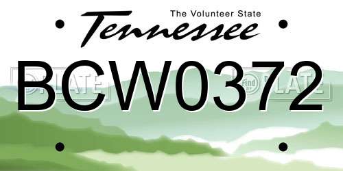 BCW0372 Tennessee License Plate