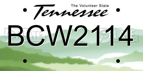 BCW2114 Tennessee License Plate