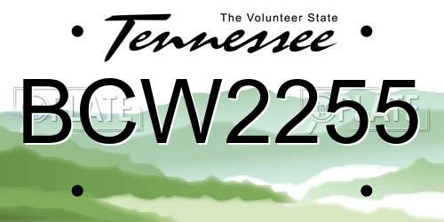 BCW2255 Tennessee License Plate