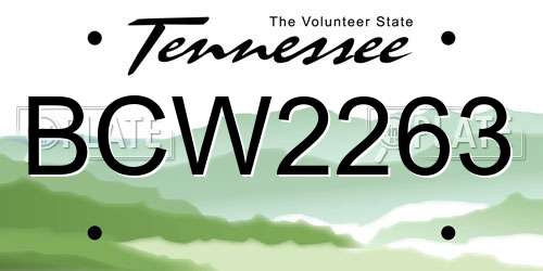 BCW2263 Tennessee License Plate