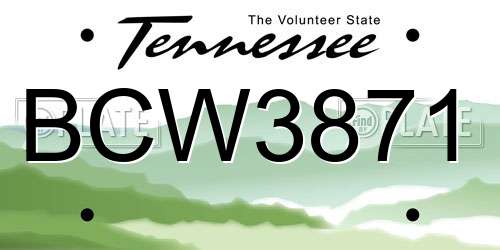 BCW3871 Tennessee License Plate