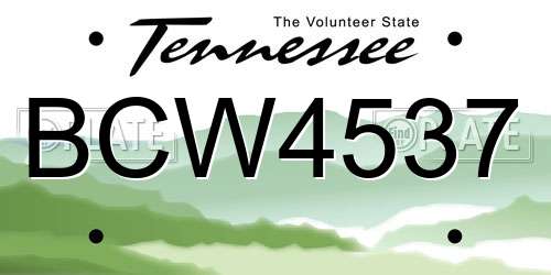 BCW4537 Tennessee License Plate