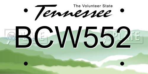 BCW552 Tennessee License Plate