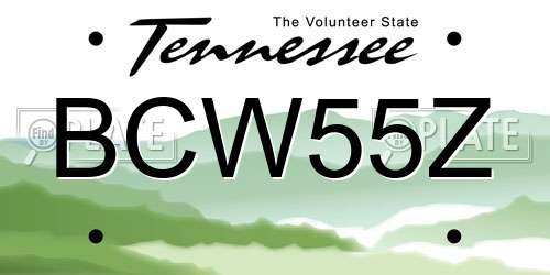 BCW55Z Tennessee License Plate
