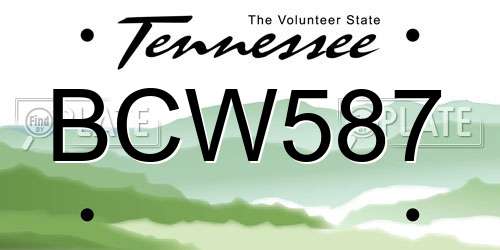 BCW587 Tennessee License Plate