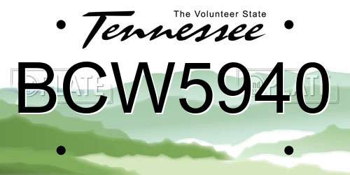 BCW5940 Tennessee License Plate