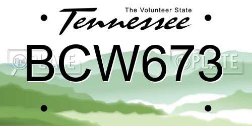 BCW673 Tennessee License Plate