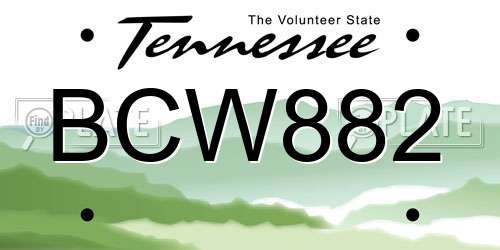 BCW882 Tennessee License Plate
