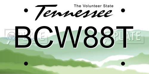 BCW88T Tennessee License Plate