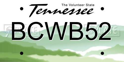 BCWB52 Tennessee License Plate