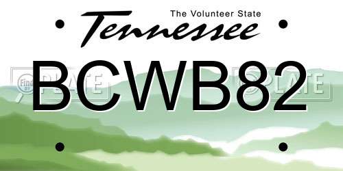 BCWB82 Tennessee License Plate