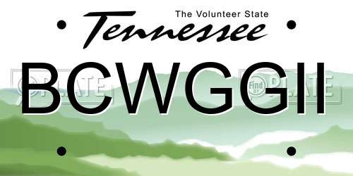 BCWGGII Tennessee License Plate