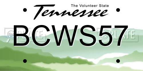 BCWS57 Tennessee License Plate